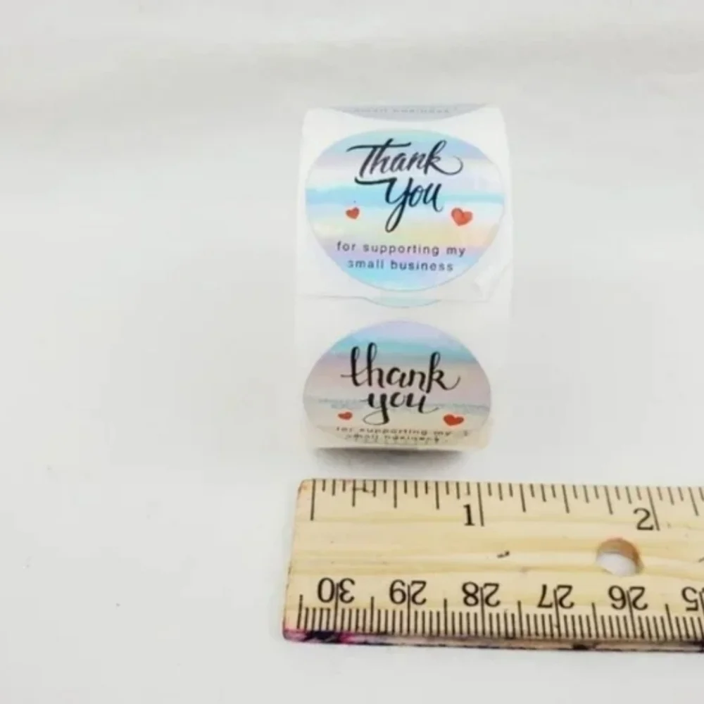 500 Pieces Roll Holographic Thank You Stickers